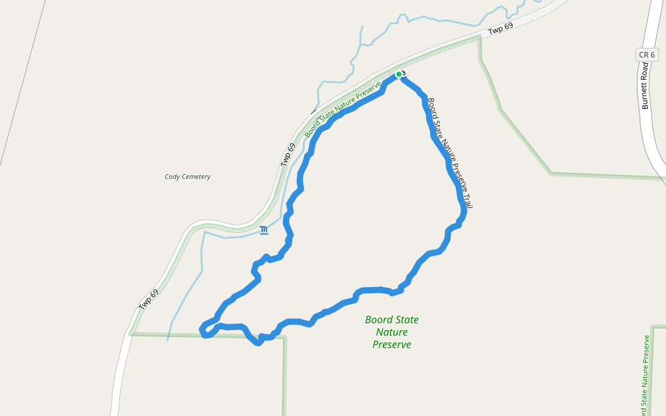 Boord State Nature Preserve Trail walking route map in Cutler