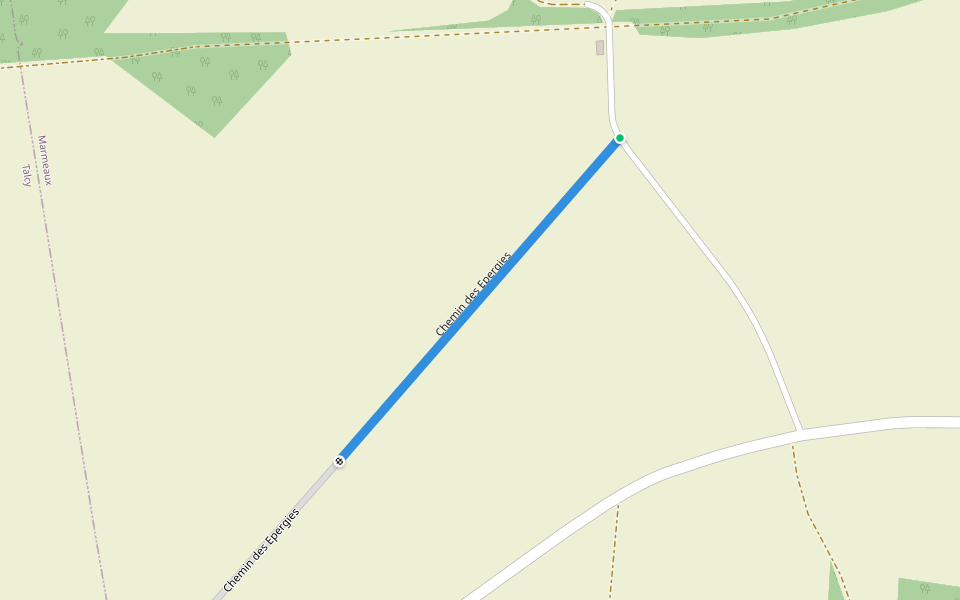 Chemin des Epergies walking route map in Marmeaux