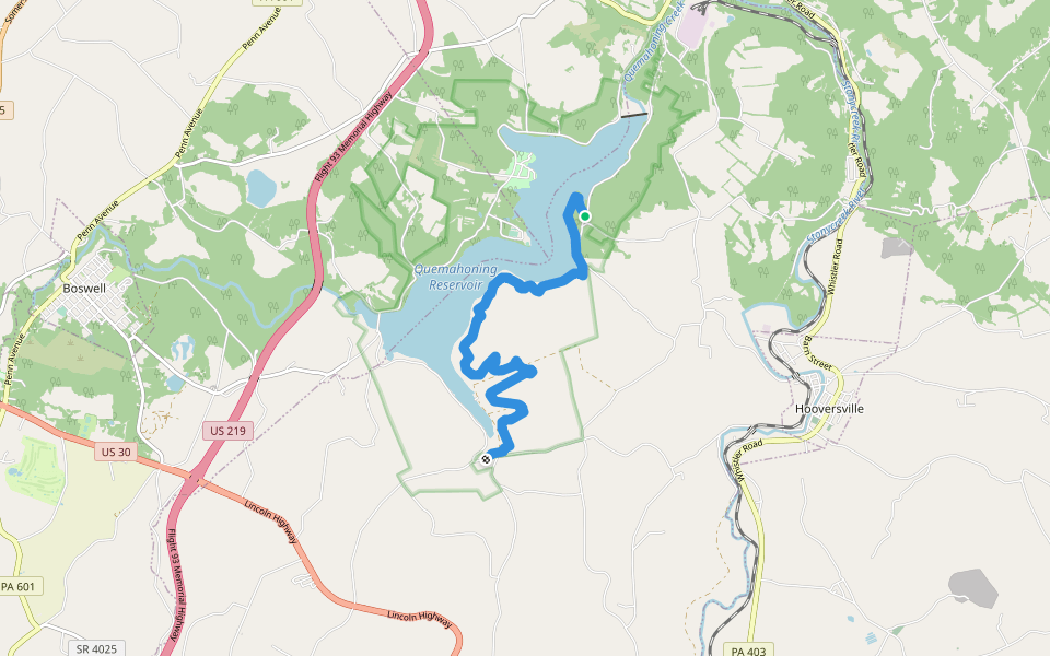 Que Trail - SE walking route map in Hollsopple
