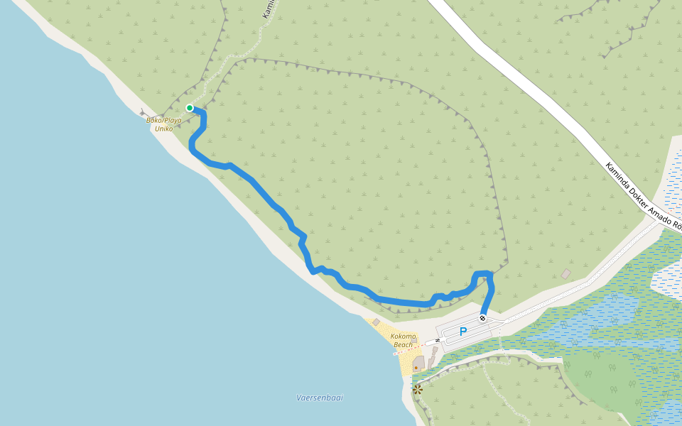 Kaminda Vaersenbaai - Boka Uniko walking route map in Sint Michiel