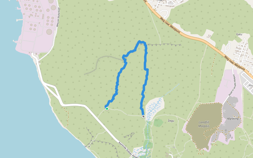 Seru Jamanika trail walking route map in Sint Michiel