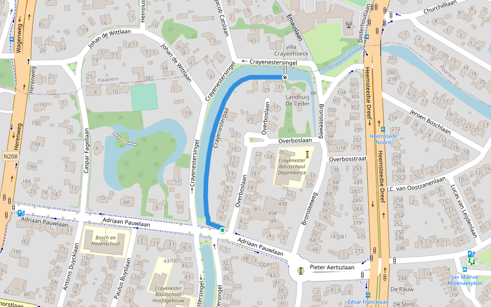 Crayenesterpad walking route map in Heemstede