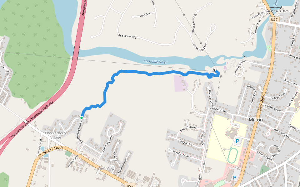 Lamoille Riverwalk walking route map in Milton