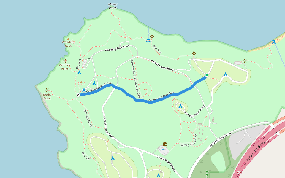 Ceremonial Rock Trail walking route map in Trinidad