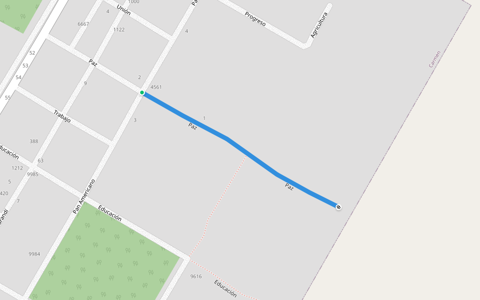 Paz walking route map in Villa del Carmen