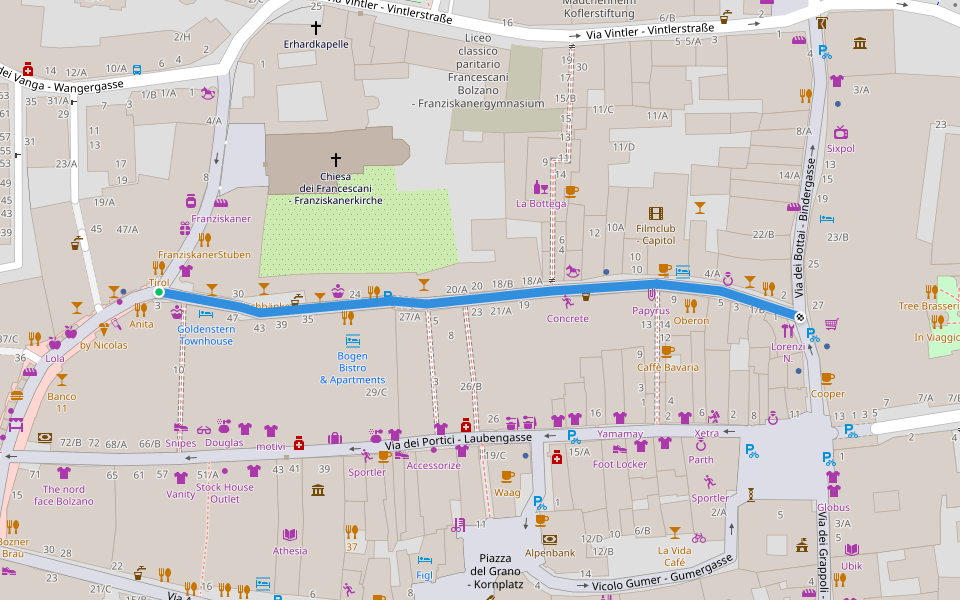 Via Dr. Josef Streiter - Dr.-Josef-Streiter-Gasse walking route map in Bozen