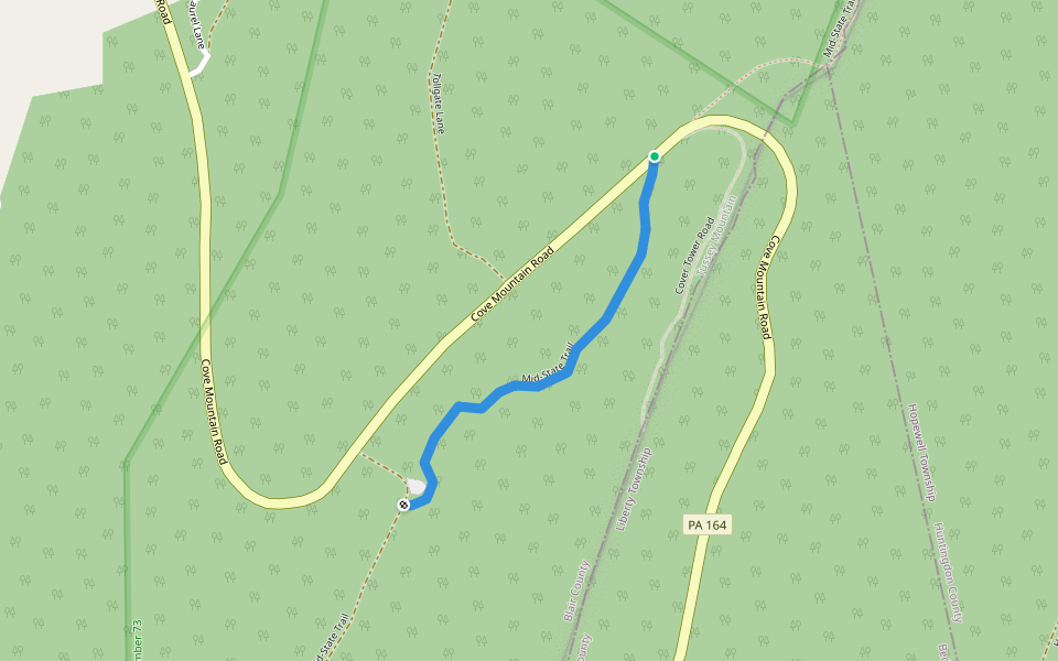 Mid-State Trail walking route map in Martinsburg