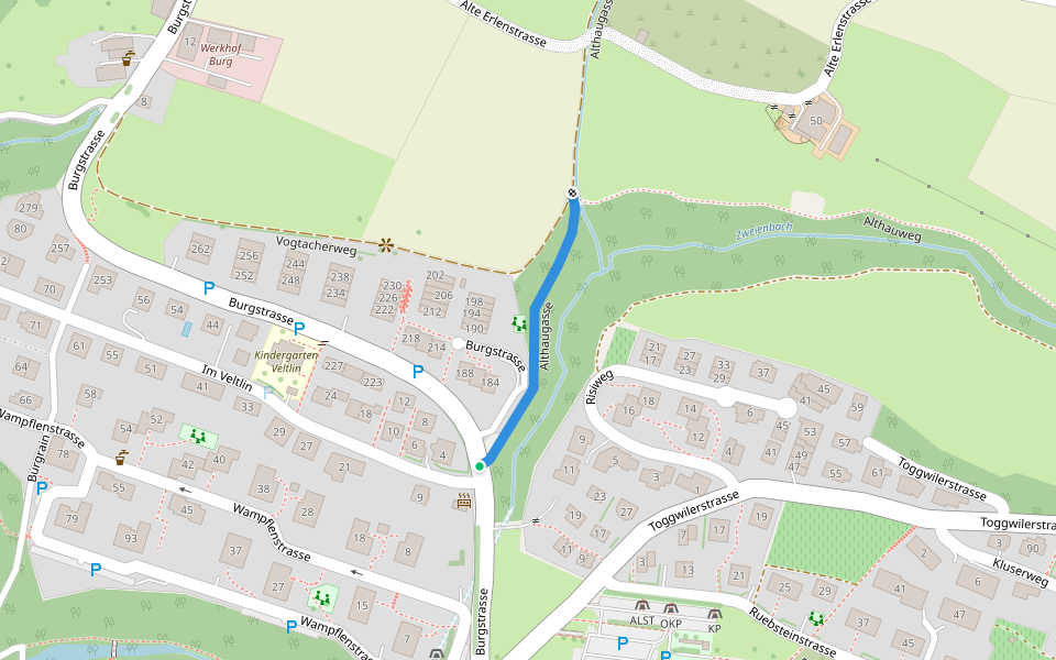 Althaugasse walking route map in Meilen