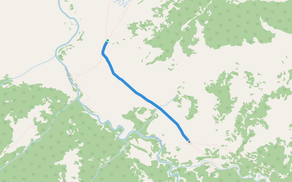 Lamar Valley Trail walking route map in Fossil Forest