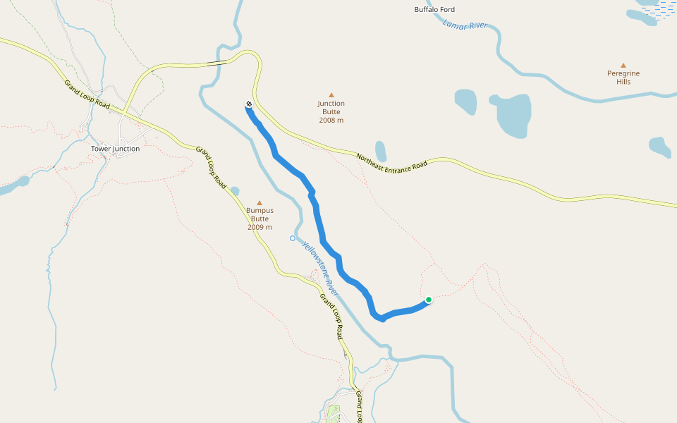 Yellowstone River Overlook walking route map in Bannock Ford