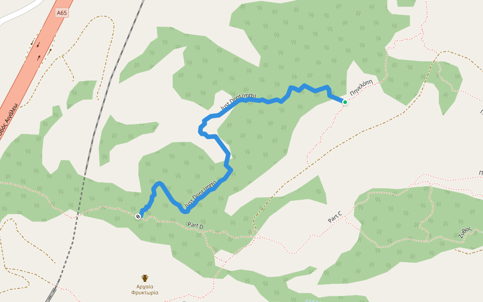 Just Dont (mtb) walking route map in Aspropyrgos