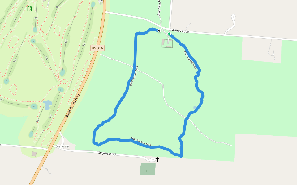 Wild Turkey Trail walking route map in Lewisburg