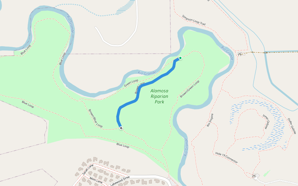 Brown Loop walking route map in Alamosa