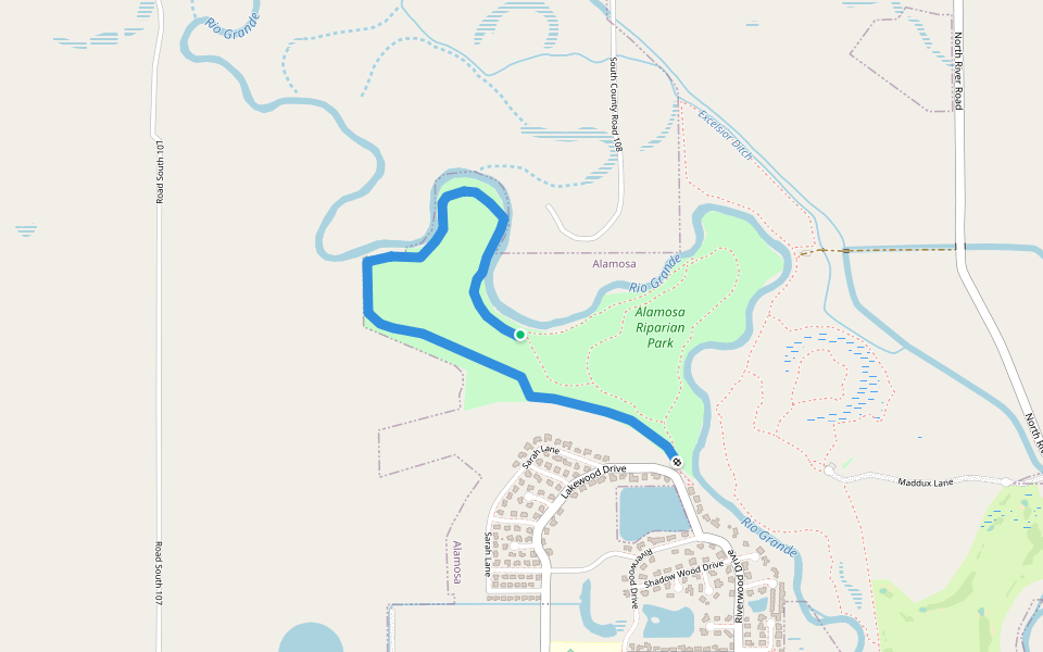 Blue Loop walking route map in Alamosa