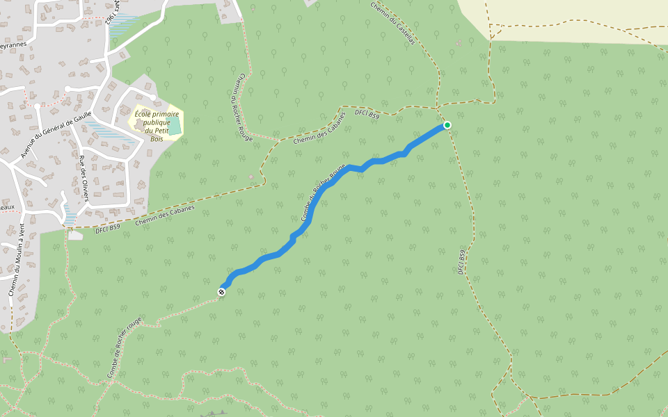 Combe du Rocher Rouge walking route map in Sainte-Anastasie