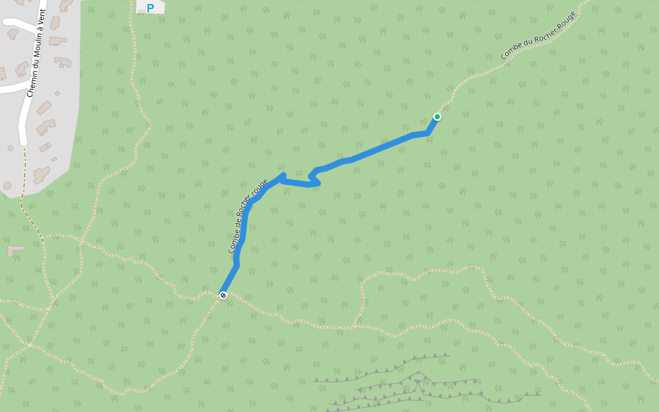 Combe de Rocher rouge walking route map in Sainte-Anastasie