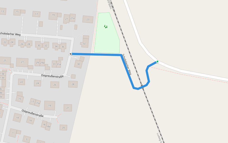Schobdacher Weg walking route map in Wassertrüdingen