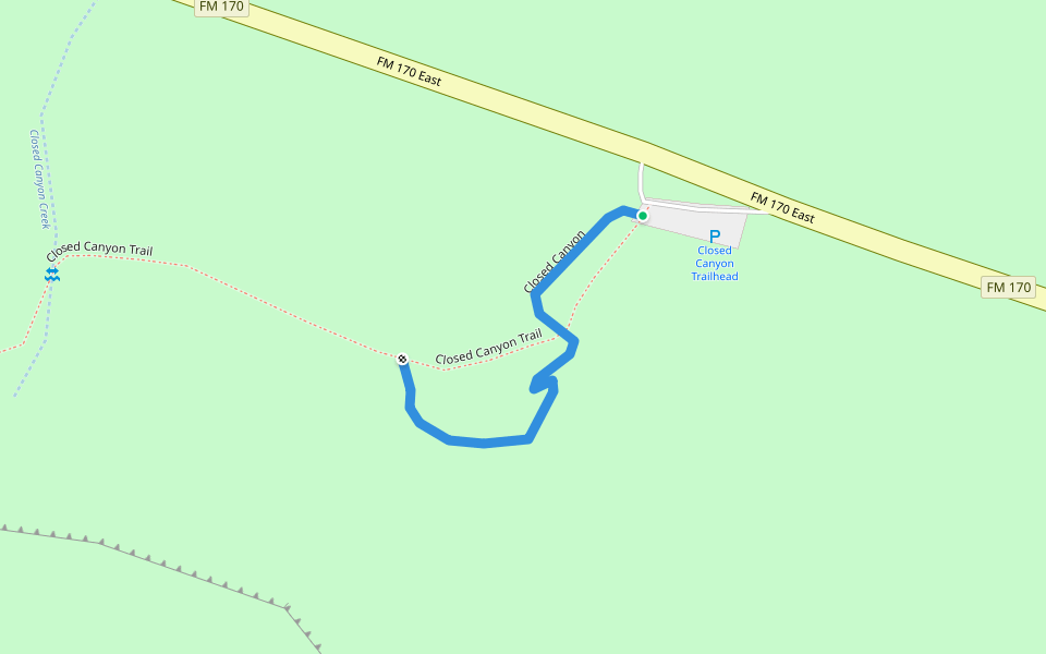 Closed Canyon walking route map in Redford