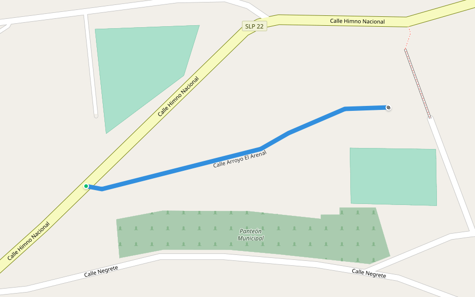 Calle Arroyo El Arenal walking route map in Villa de Zaragoza