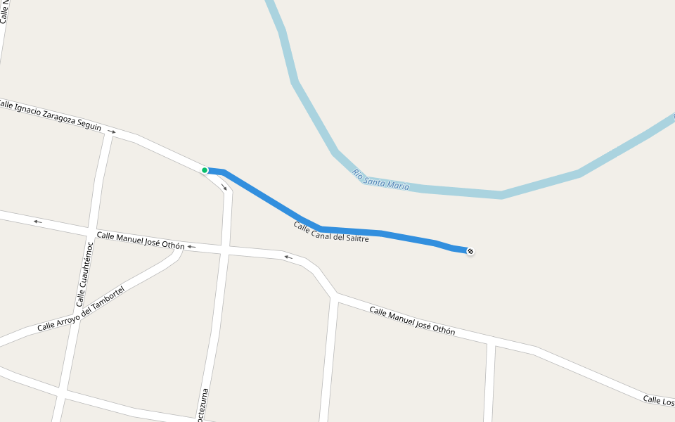 Calle Canal del Salitre walking route map in Santa María del Río