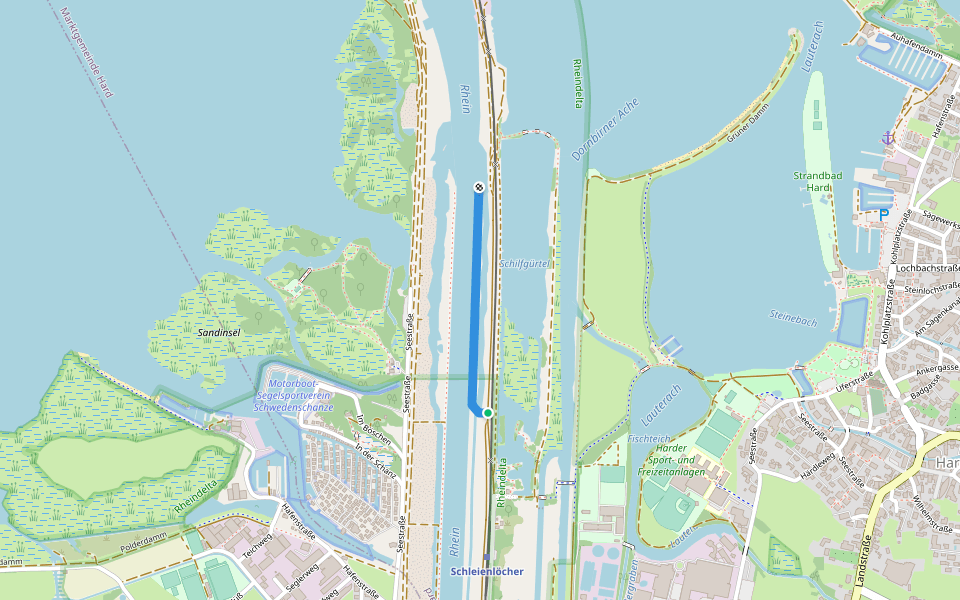 Fußweg auf den inneren rechten Damm walking route map in Hard