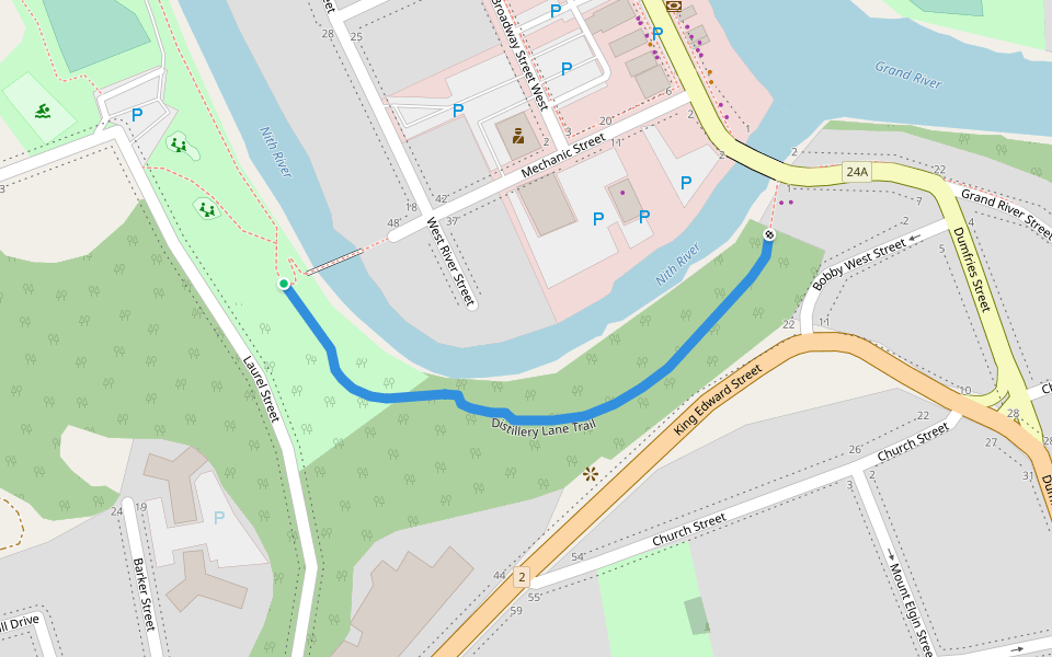 Distillery Lane Trail walking route map in Brant
