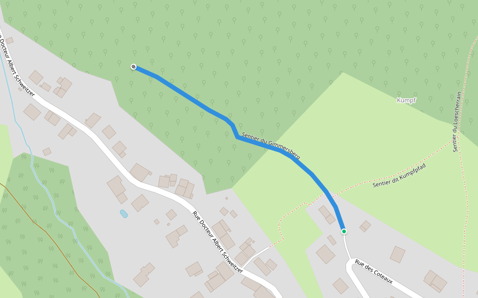 Sentier du Gimmersberg walking route map in Gunsbach