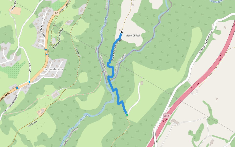 Chemin du Vieux Châtel walking route map in Blonay - Saint-Légier