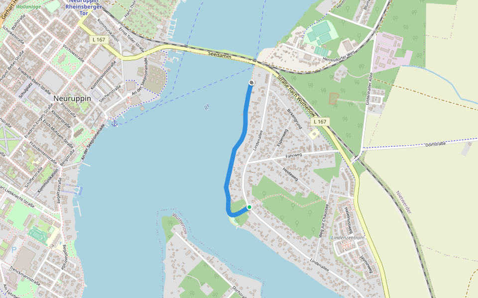 Bernusufer walking route map in Neuruppin