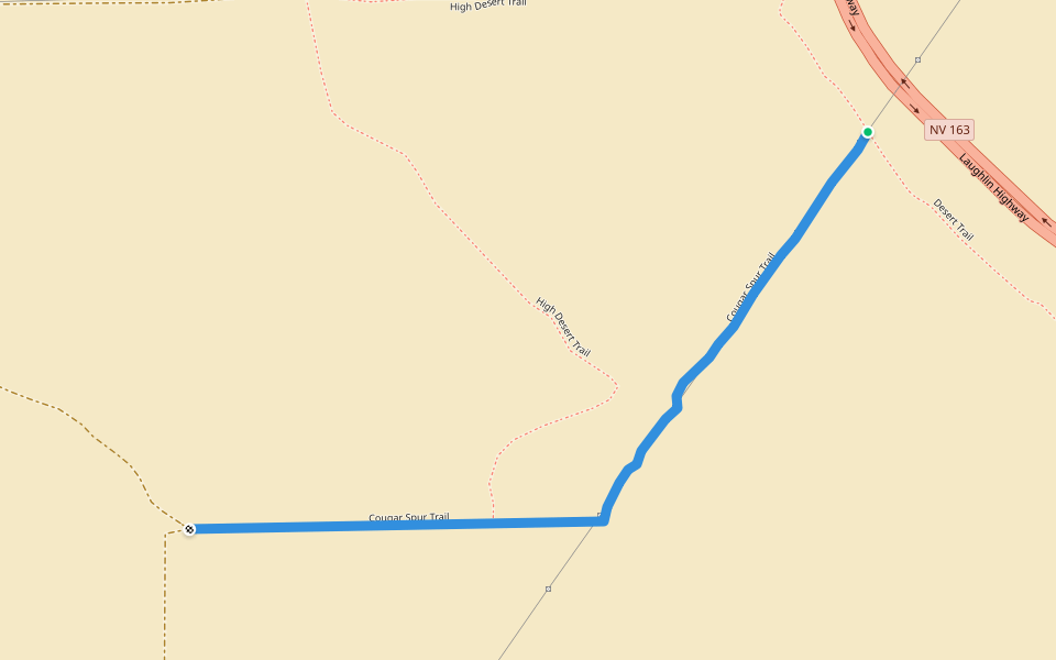 Cougar Spur Trail walking route map in Laughlin