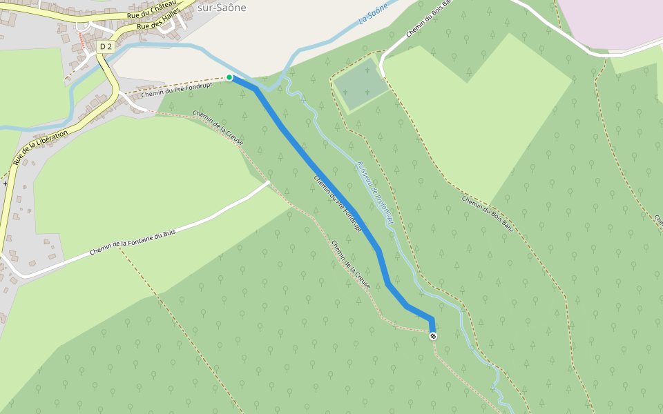Chemin du Pré Fondrupt walking route map in Monthureux-sur-Saône