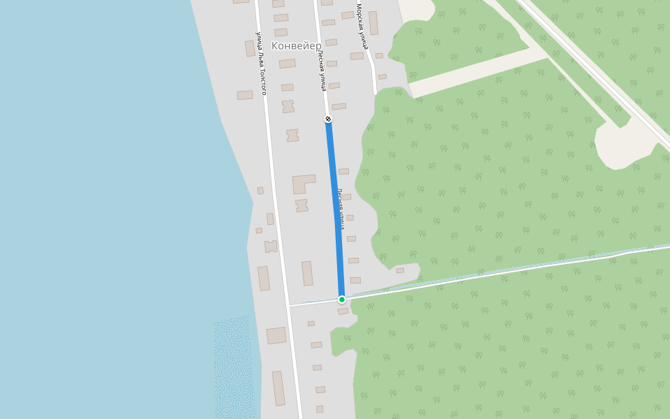 Лесная улица walking route map in Arkhangel'sk