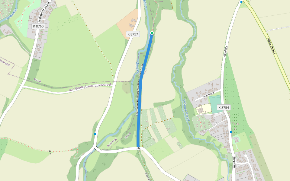 ehemalige Bahnstrecke Pirna - Großcotta walking route map in Pirna