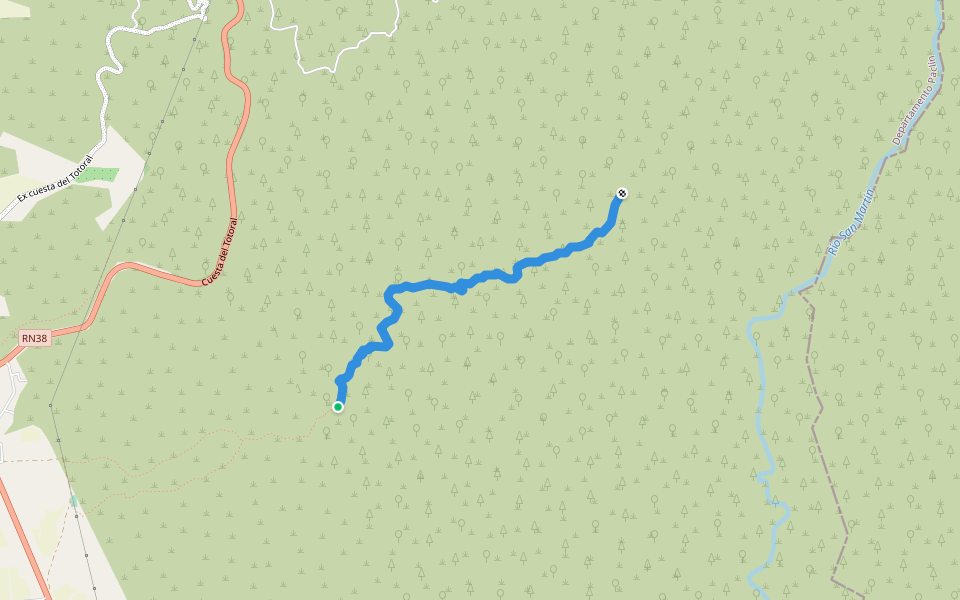 Sendero de Yungas walking route map in La Merced