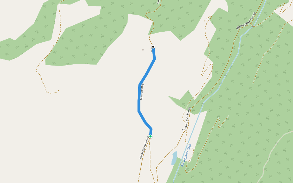 Gosnaufstieg walking route map in Niedergail
