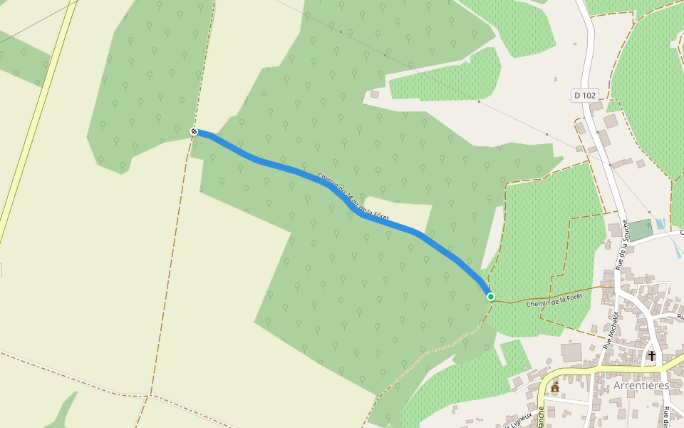 Chemin no 24 dit de la Fôret walking route map in Arrentières