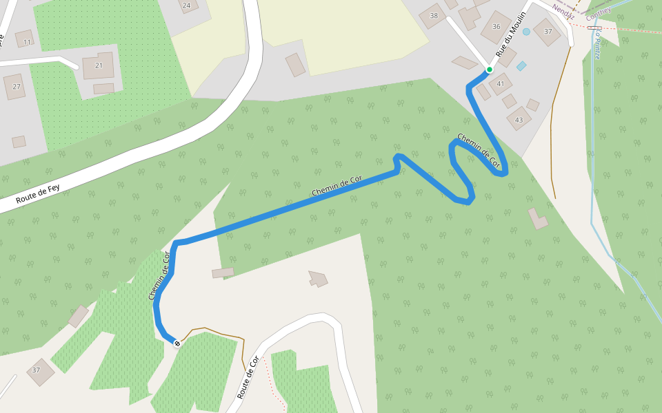 Chemin de Cor walking route map in Aproz