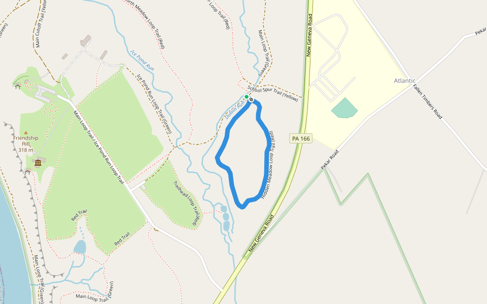 Hidden Meadow Loop Trail (Red) walking route map in Point Marion