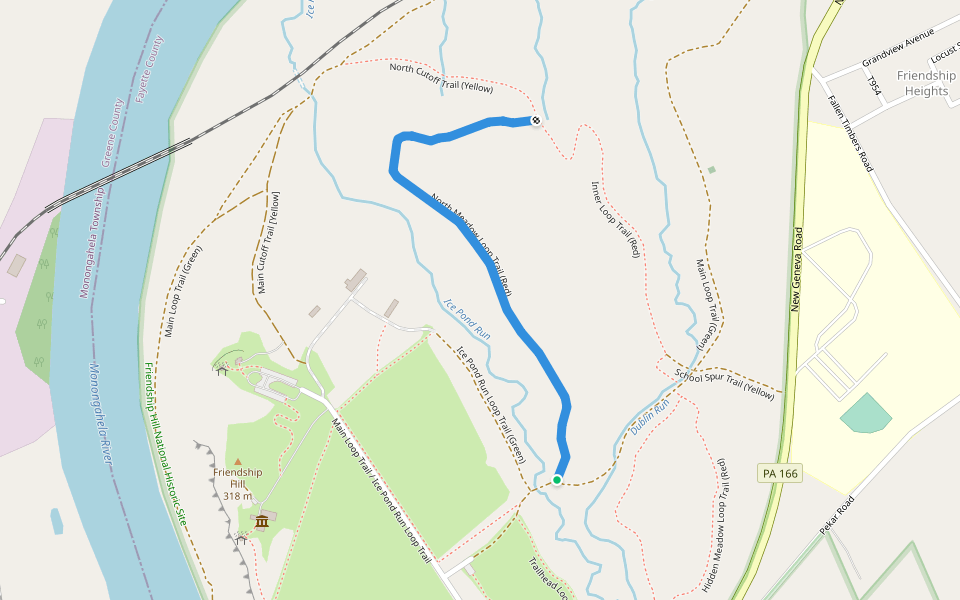 North Meadow Loop Trail (Red) walking route map in Smithfield