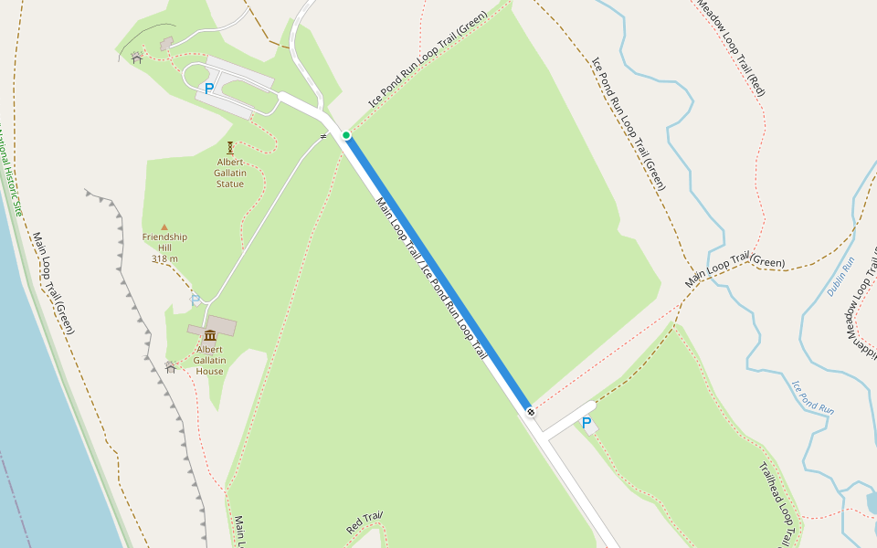 Main Loop Trail / Ice Pond Run Loop Trail walking route map in Point Marion