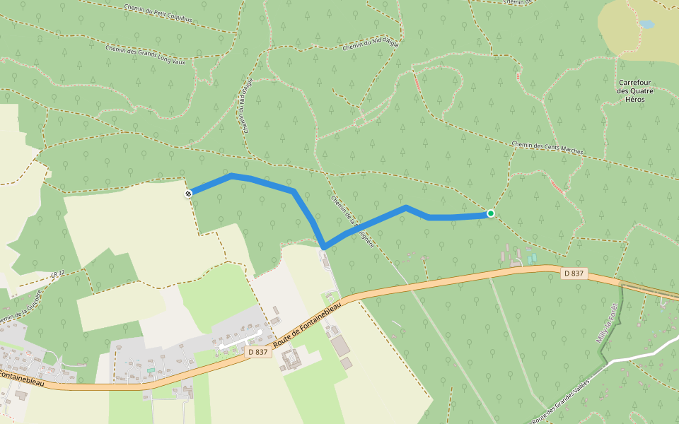 Chemin du Bois de la Guichère walking route map in Milly-la-Forêt