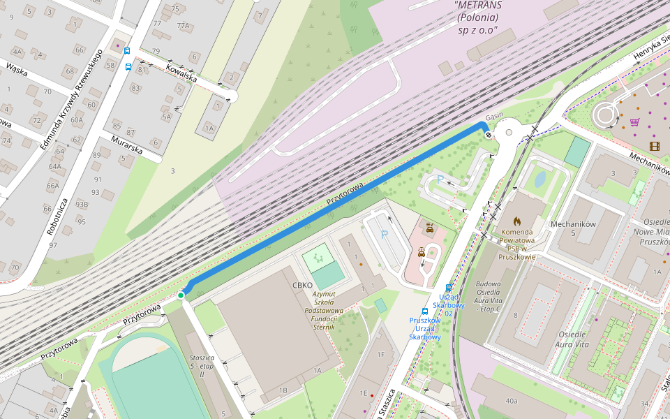 Przytorowa walking route map in Pruszków