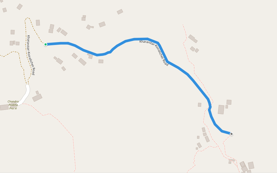 Kharanitar-Koiralichet Road walking route map in Kharanitar