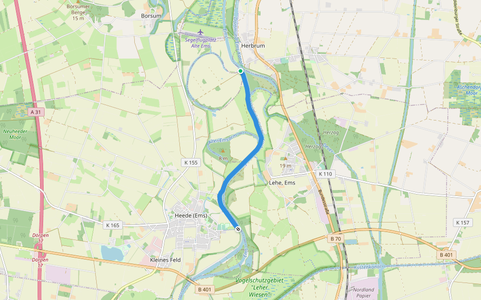 Leinpfad links der Ems walking route map in Papenburg