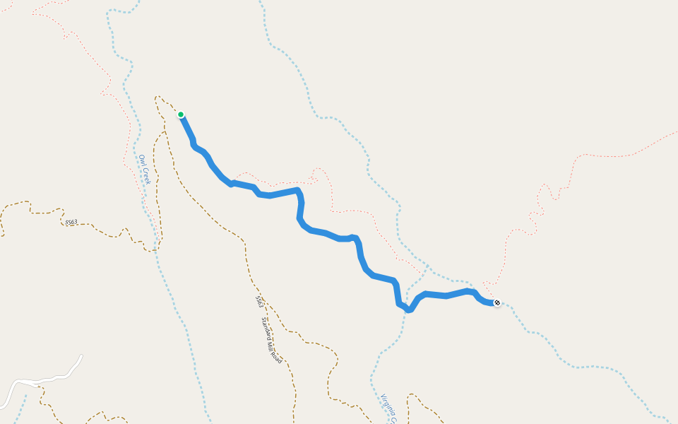 Virginia Creek Trail walking route map in Mariposa