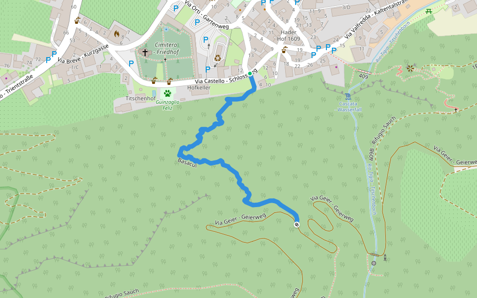 Basacul walking route map in Salorno