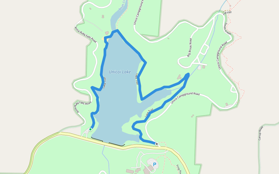 Lake Trail walking route map in Helen