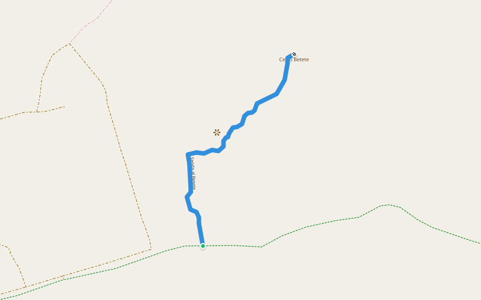 Senda al Betete walking route map in Nueva Carrara