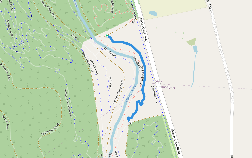 Wombat's Lair walking route map in Bright