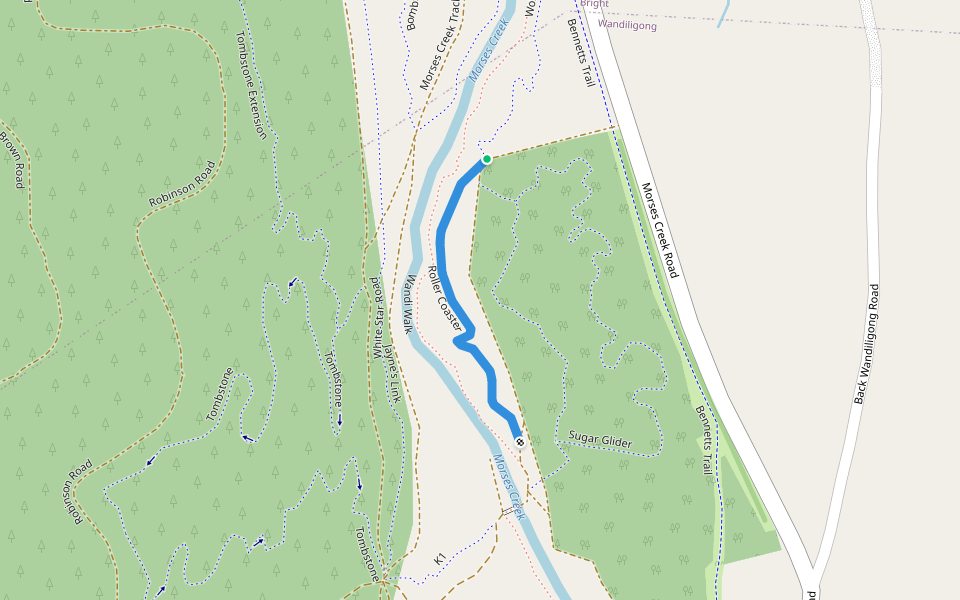 Roller Coaster walking route map in Wandiligong